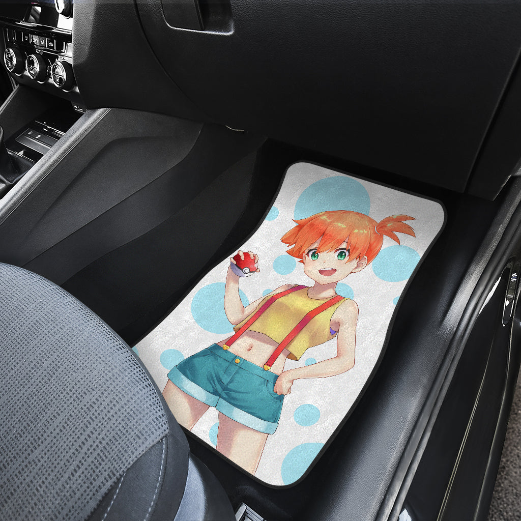 Pokemon Anime  Car Floor Mats - Energetic Kasumi Misty Smiling Holding Poke Ball Car Mats Ci111301