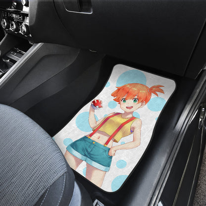 Pokemon Anime  Car Floor Mats - Energetic Kasumi Misty Smiling Holding Poke Ball Car Mats Ci111301