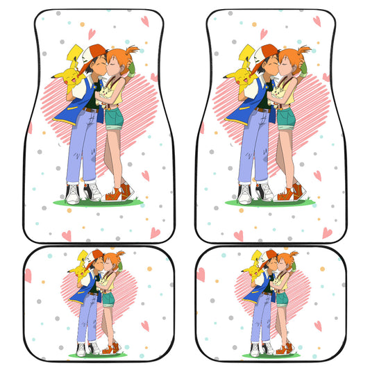Pokemon Anime  Car Floor Mats - Kasumi Misty And Ash Satoshi Kissing Pikachu And Tapogi Car Mats Ci111103