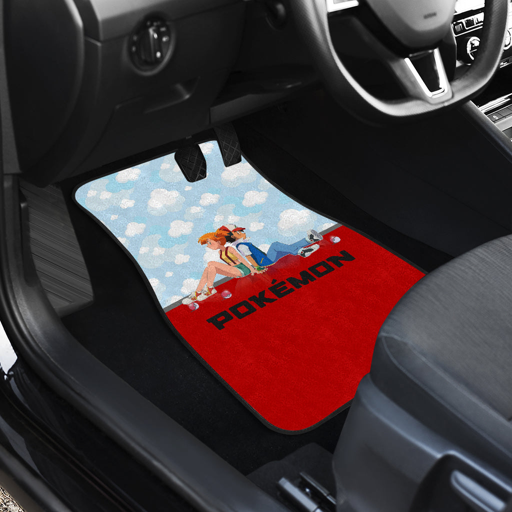 Pokemon Anime  Car Floor Mats - Kasumi Misty And Satoshi Sitting Cloud Patterns Car Mats Ci111302