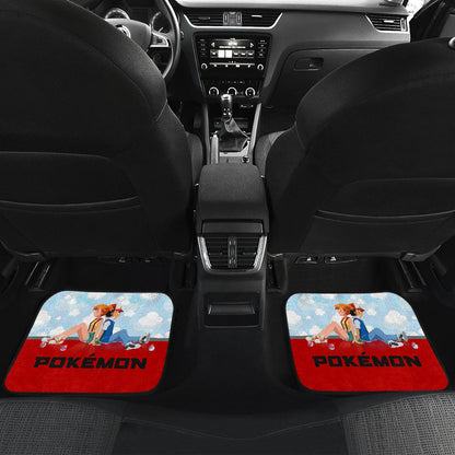 Pokemon Anime  Car Floor Mats - Kasumi Misty And Satoshi Sitting Cloud Patterns Car Mats Ci111302