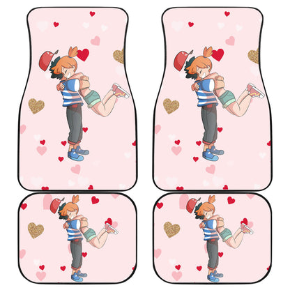 Pokemon Anime  Car Floor Mats - Kasumi Misty Hug Ash Satoshi Heart Background Car Mats Ci111102