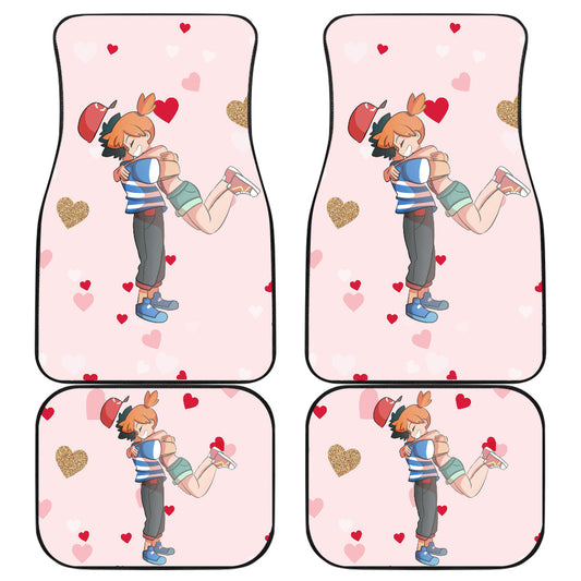 Pokemon Anime  Car Floor Mats - Kasumi Misty Hug Ash Satoshi Heart Background Car Mats Ci111102