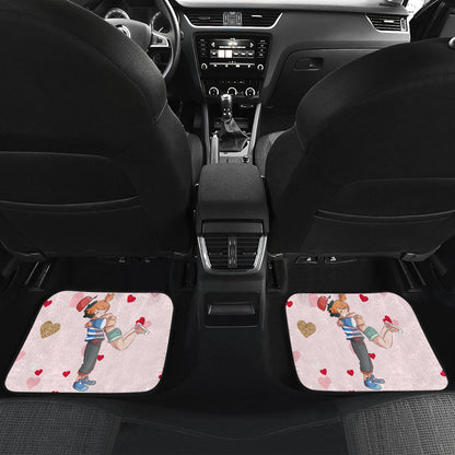 Pokemon Anime  Car Floor Mats - Kasumi Misty Hug Ash Satoshi Heart Background Car Mats Ci111102