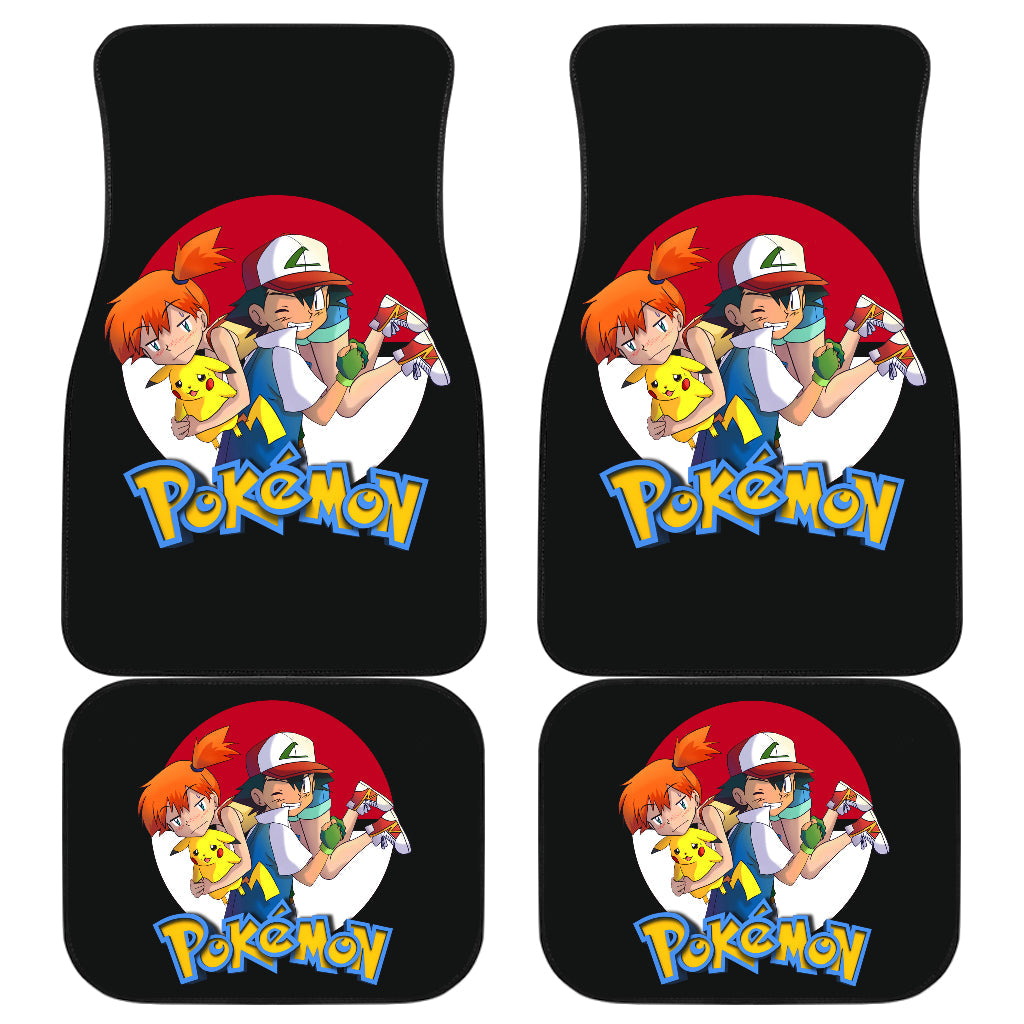 Pokemon Anime Car Floor Mats - Naughty Ash Ketchum Satoshi With Tired Pikachu And Kasumi Misty Car Mats Ci111201