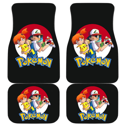 Pokemon Anime Car Floor Mats - Naughty Ash Ketchum Satoshi With Tired Pikachu And Kasumi Misty Car Mats Ci111201
