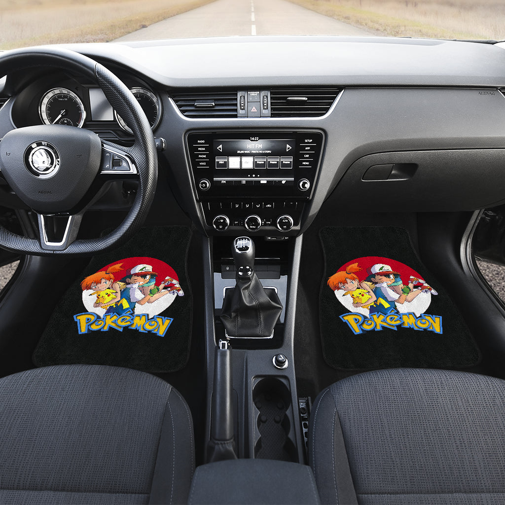 Pokemon Anime Car Floor Mats - Naughty Ash Ketchum Satoshi With Tired Pikachu And Kasumi Misty Car Mats Ci111201