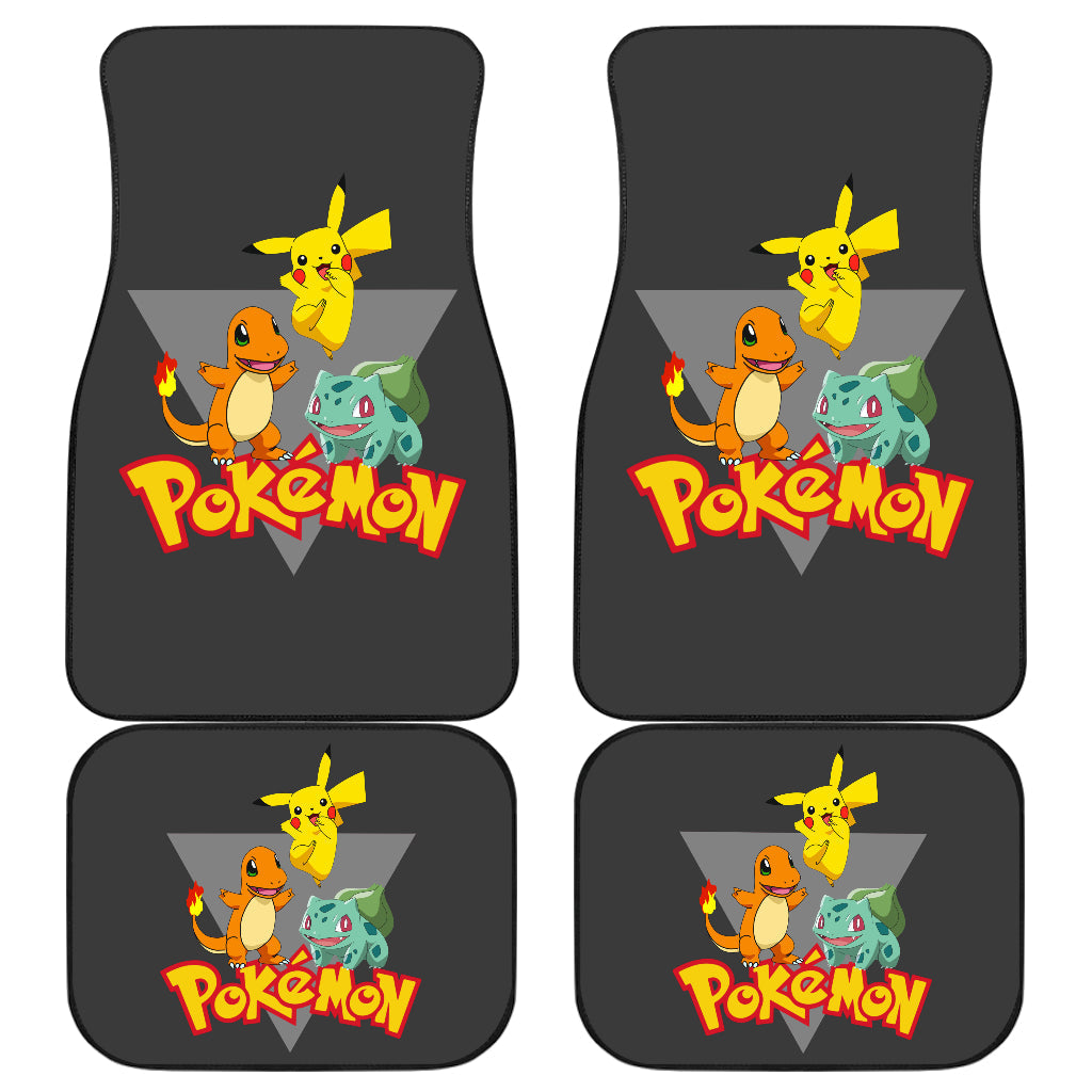 Pokemon Anime  Car Floor Mats - Pikachu Charmander Squirtle Cute Group Playing Car Mats Ci111001