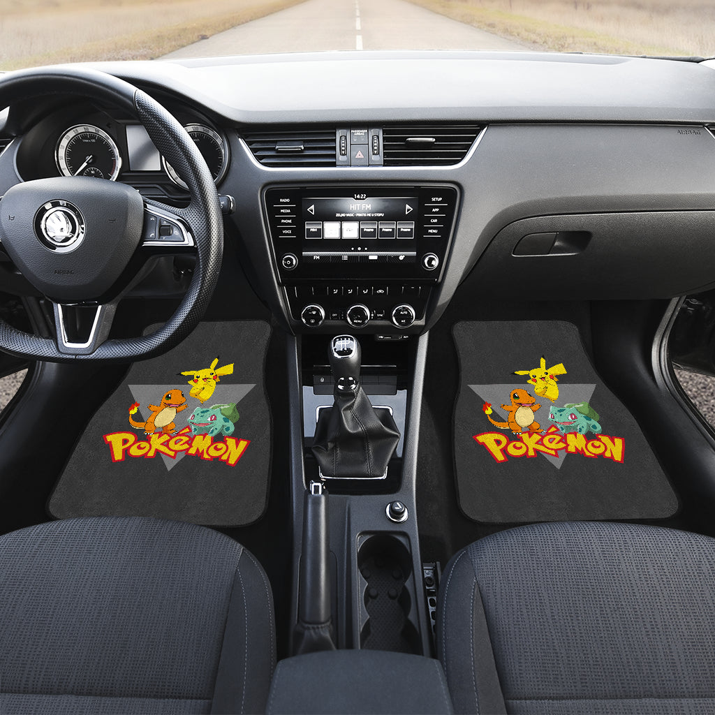 Pokemon Anime  Car Floor Mats - Pikachu Charmander Squirtle Cute Group Playing Car Mats Ci111001