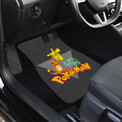 Pokemon Anime  Car Floor Mats - Pikachu Charmander Squirtle Cute Group Playing Car Mats Ci111001