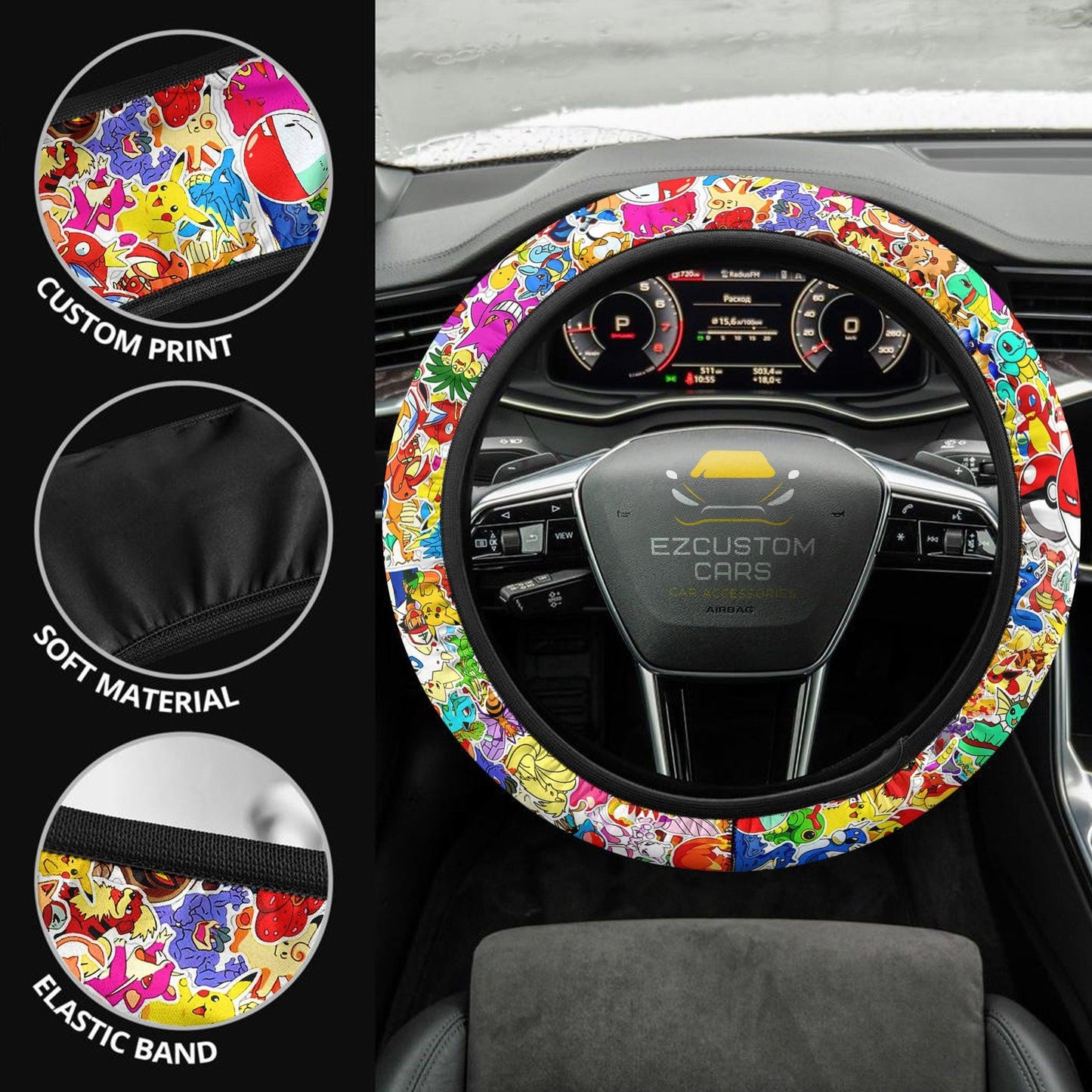 Pokemon Anime Steering Wheel Cover