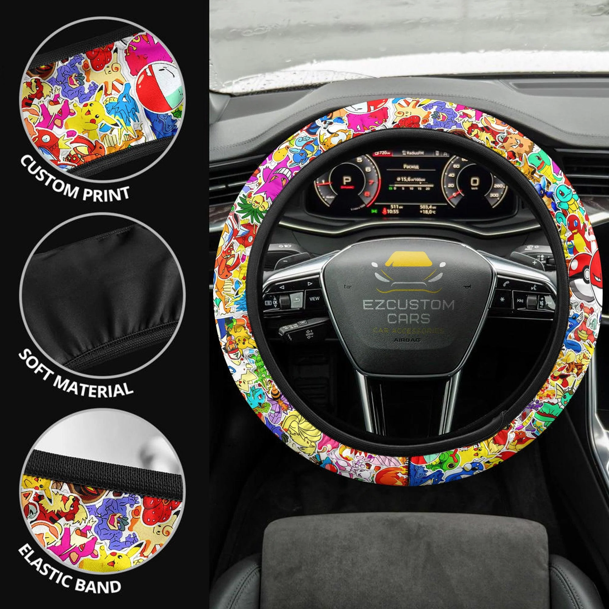 Pokemon Anime Steering Wheel Cover