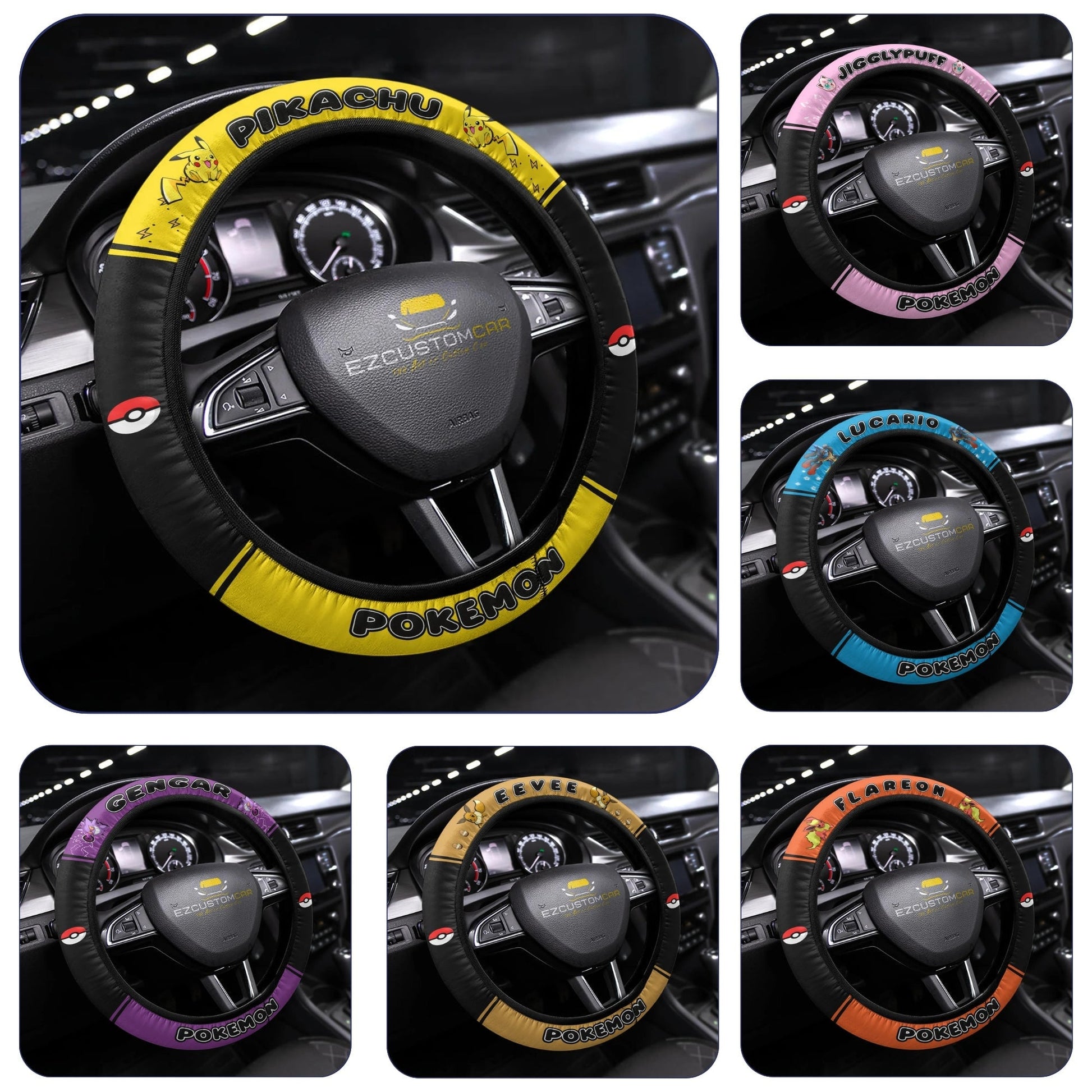Pokemon Anime Steering Wheel Cover - Universal Fit (15 Inch)
