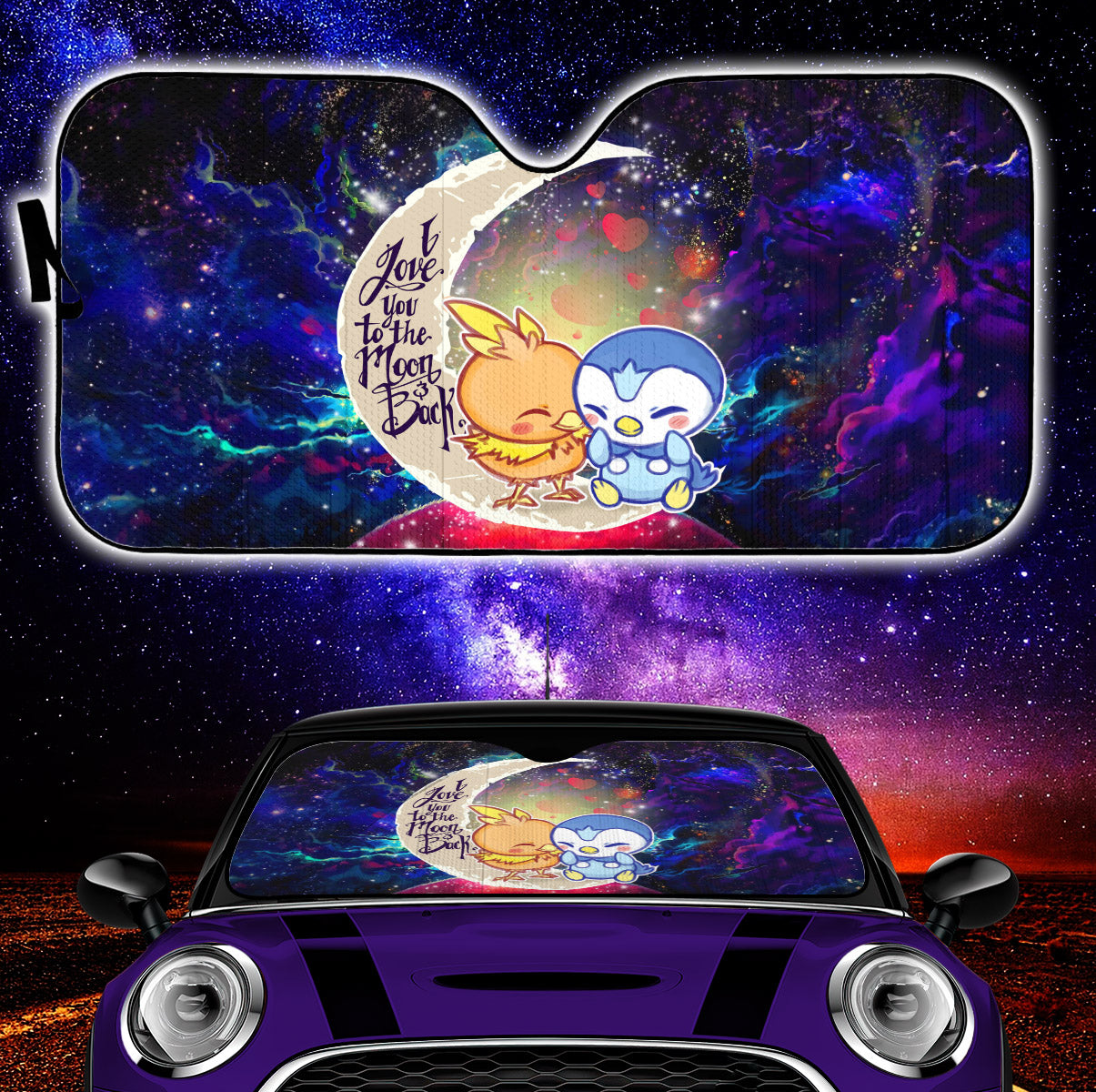 Pokemon Torchic Piplup Love You To The Moon Galaxy Car Auto Sunshades