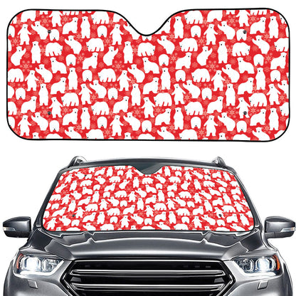 Polar Bear And Snowflake Pattern Print Car Windshield Sun Shade