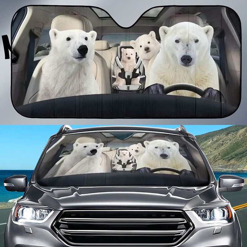 Polar Bears Car All Over Printed 3D Sun Shade