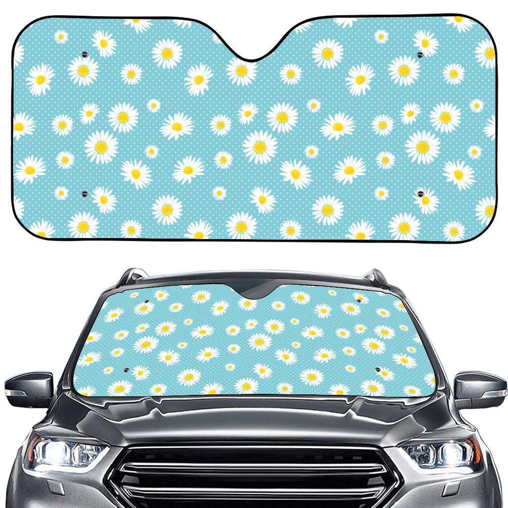 Polka Dot Daisy Flower Pattern Print Car Windshield Sun Shade