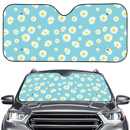 Polka Dot Daisy Flower Pattern Print Car Windshield Sun Shade