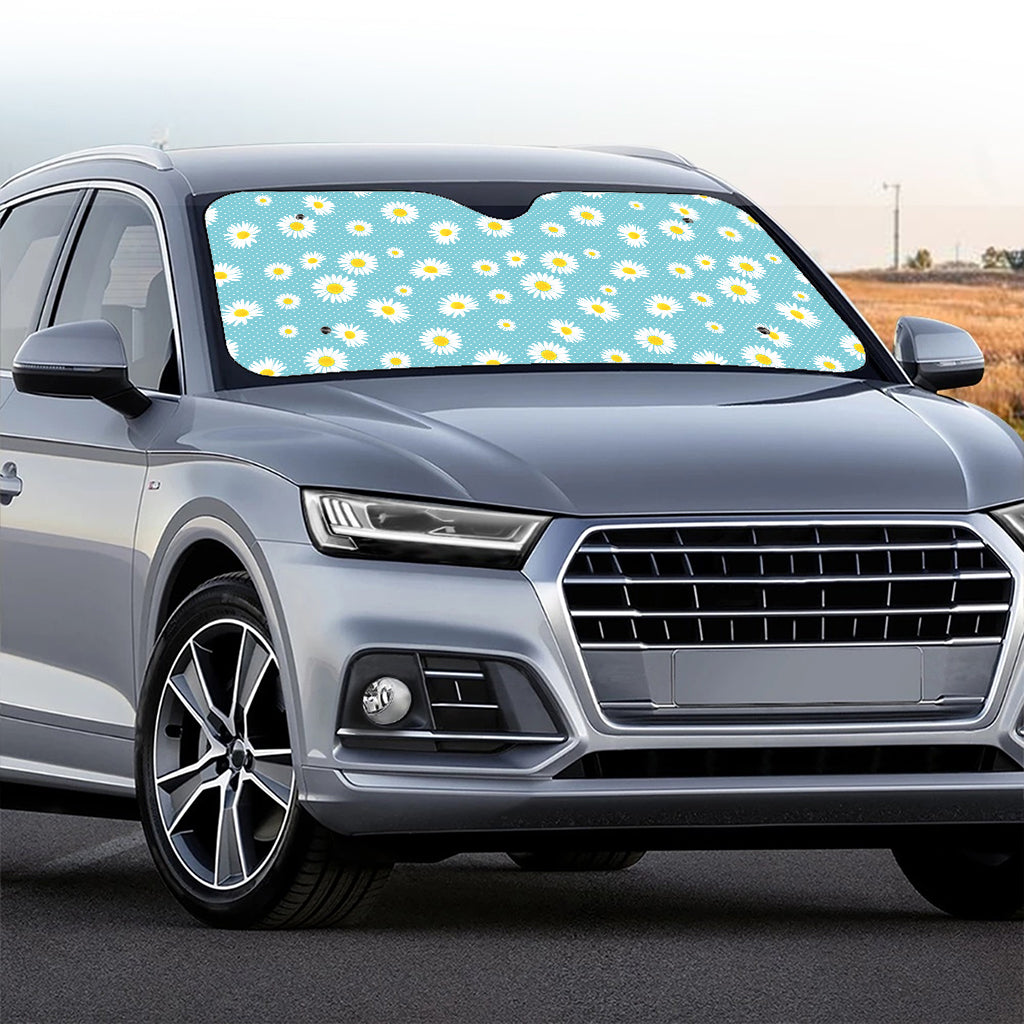 Polka Dot Daisy Flower Pattern Print Car Windshield Sun Shade