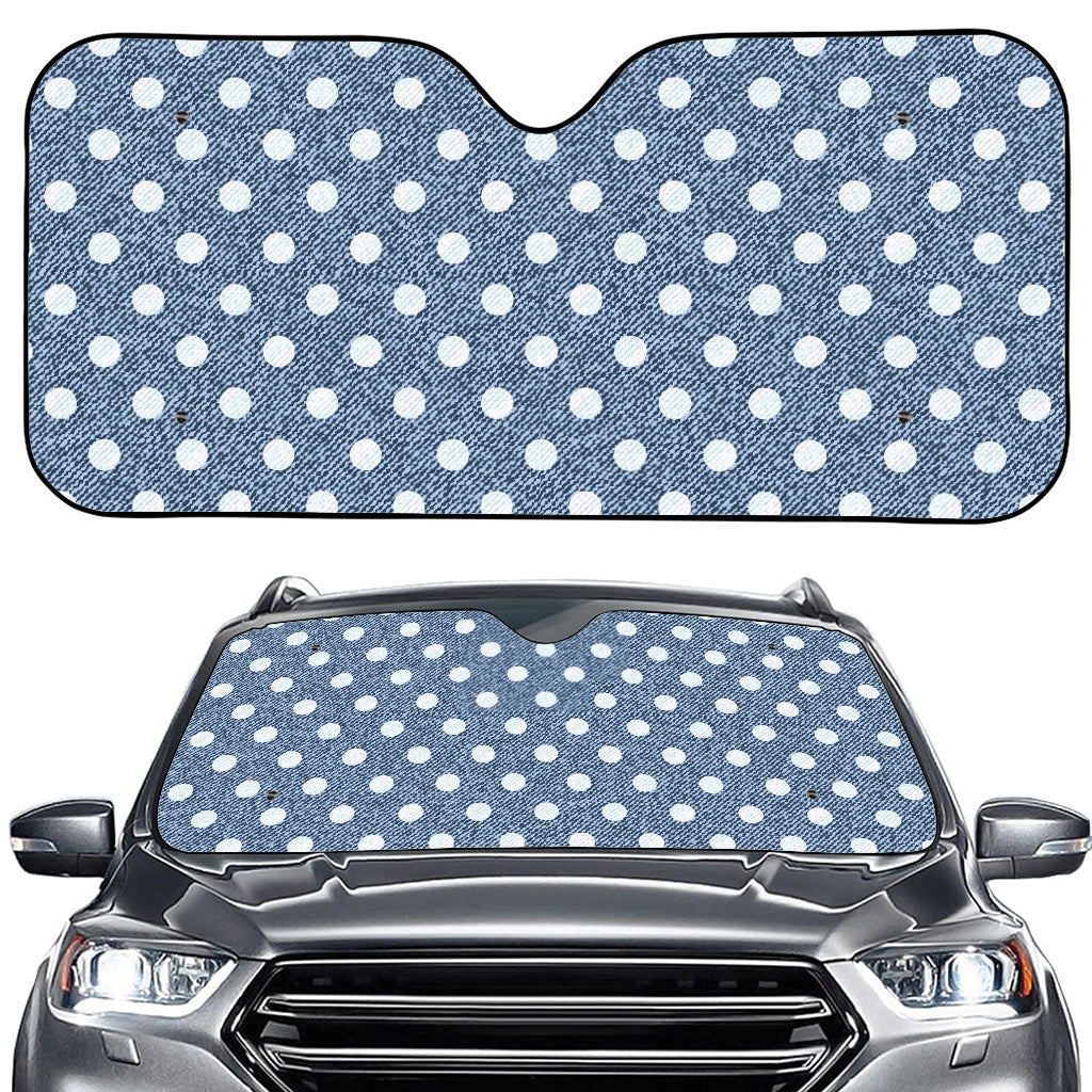 Polka Dot Denim Jeans Pattern Print Car Windshield Sun Shade