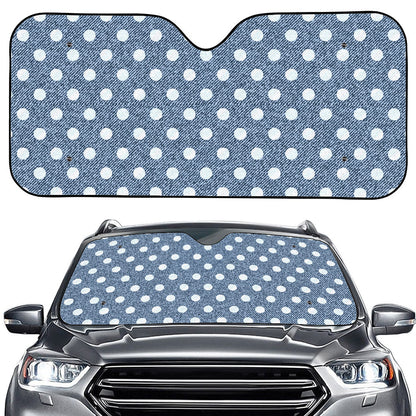 Polka Dot Denim Jeans Pattern Print Car Windshield Sun Shade
