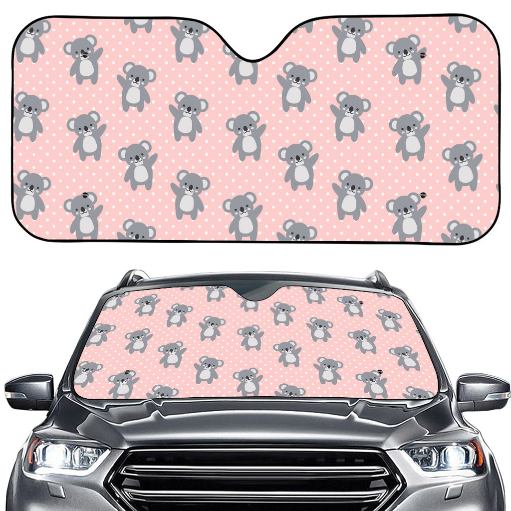 Polka Dot Koala Pattern Print Car Windshield Sun Shade