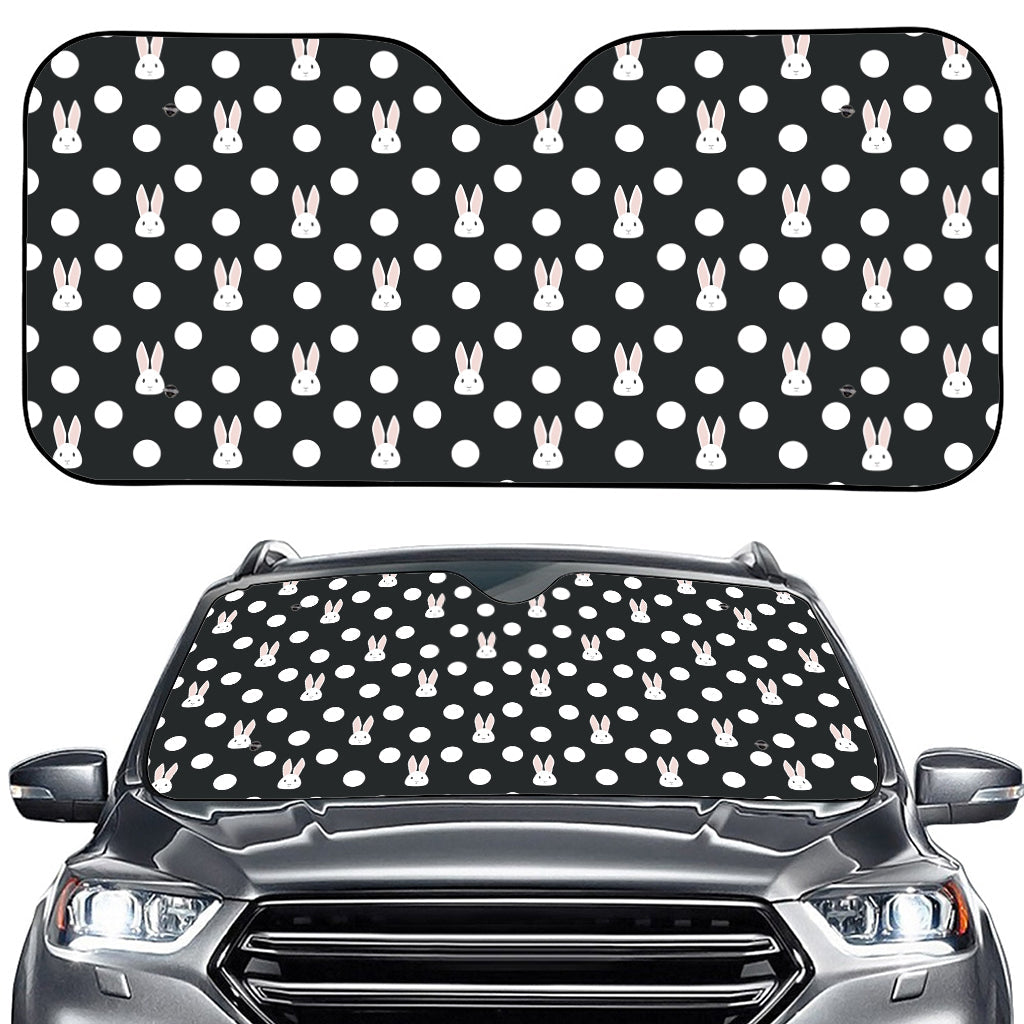 Polka Dot Rabbit Pattern Print Car Windshield Sun Shade