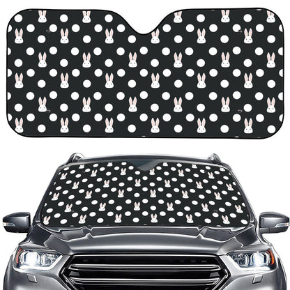 Polka Dot Rabbit Pattern Print Car Windshield Sun Shade