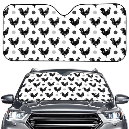 Polka Dot Rooster Pattern Print Car Windshield Sun Shade