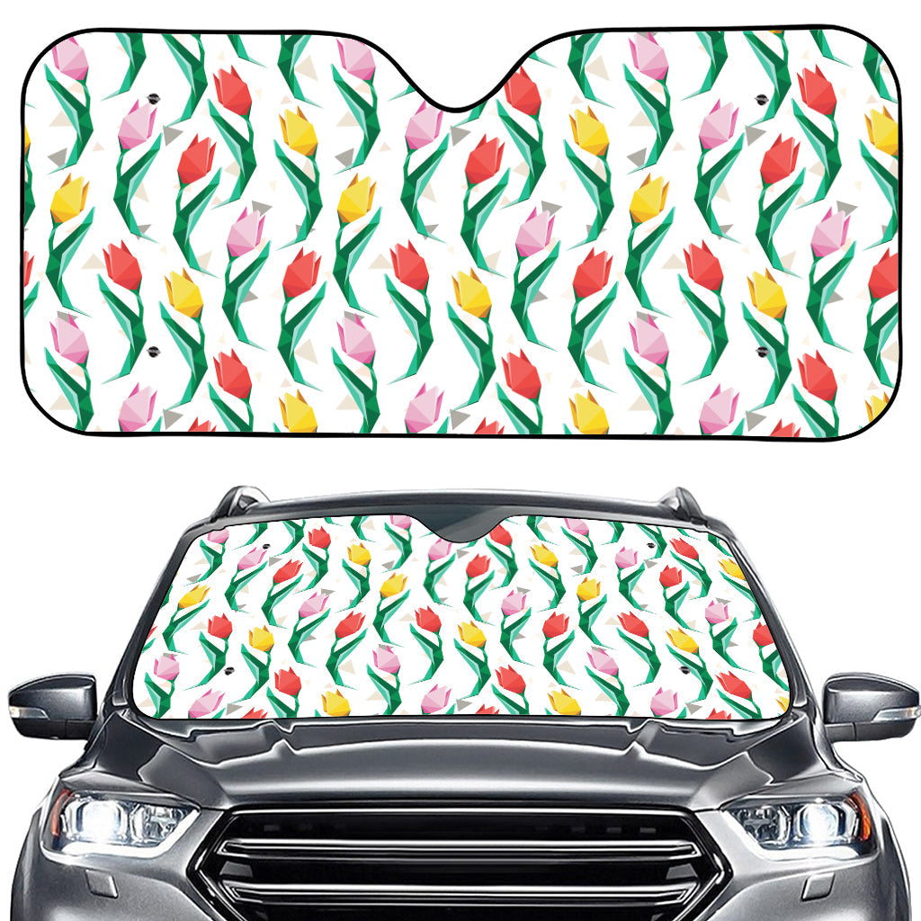 Polygon Tulip Pattern Print Car Windshield Sun Shade