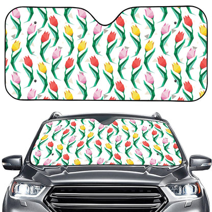 Polygon Tulip Pattern Print Car Windshield Sun Shade
