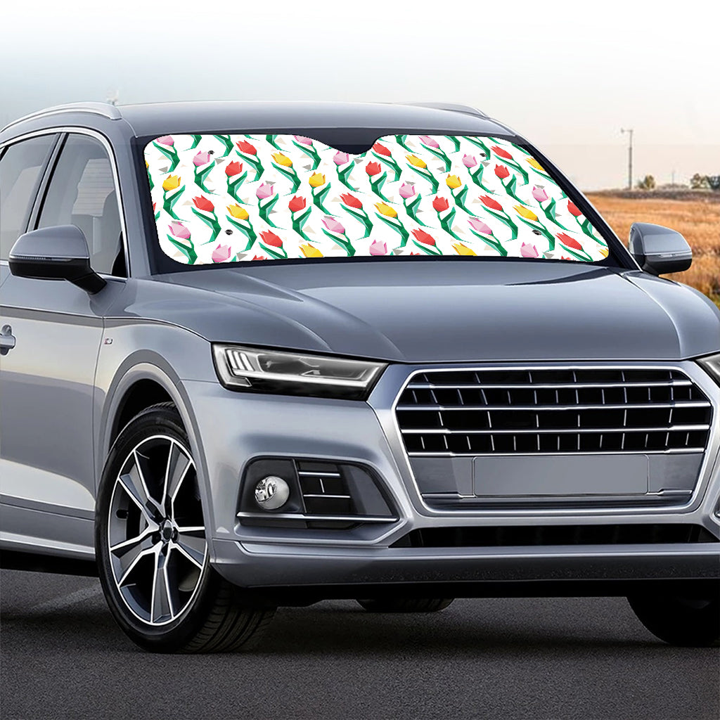 Polygon Tulip Pattern Print Car Windshield Sun Shade