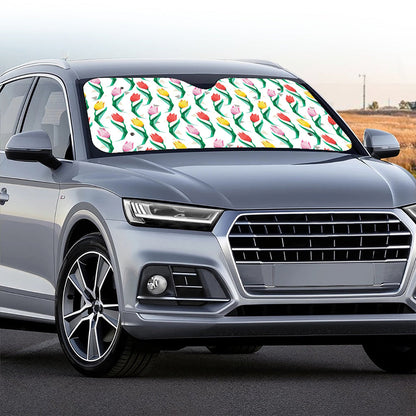 Polygon Tulip Pattern Print Car Windshield Sun Shade