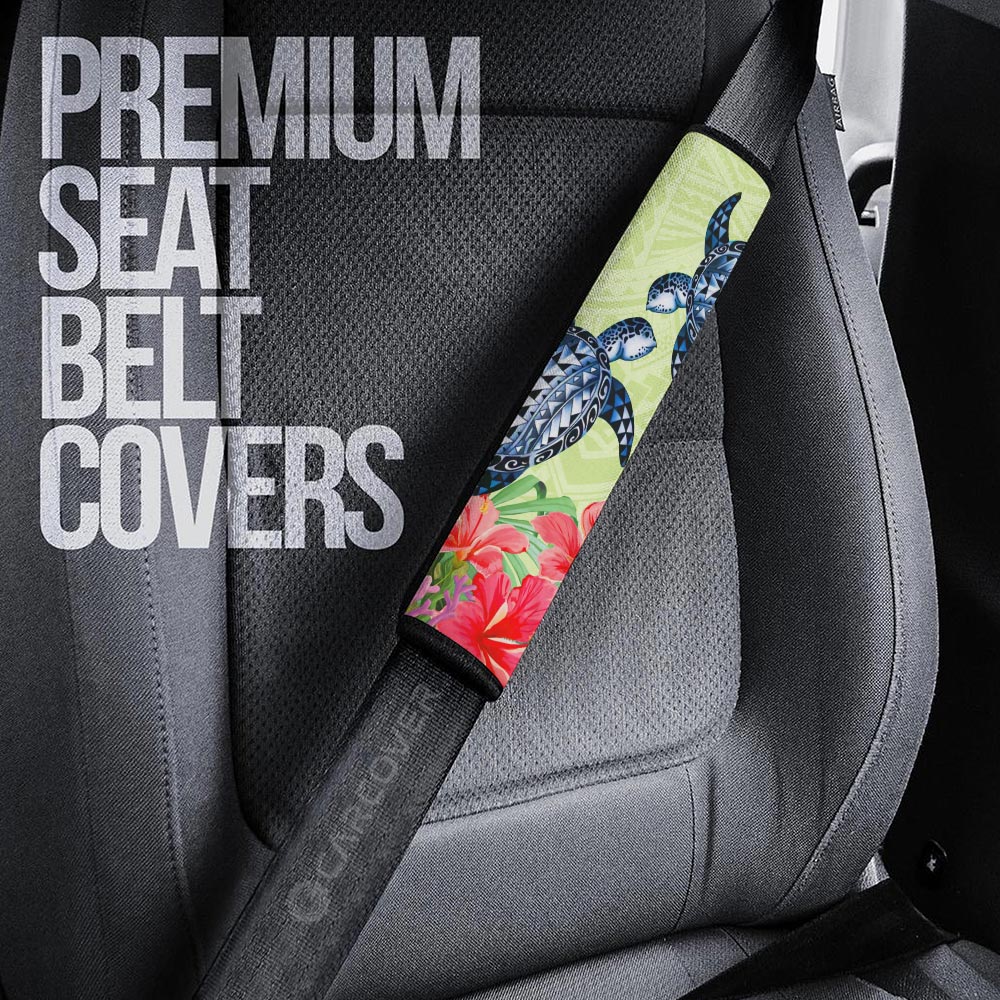 Polynesian Turtle Seat Belt Covers Custom Flowers Car Accessories