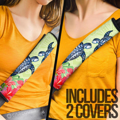 Polynesian Turtle Seat Belt Covers Custom Flowers Car Accessories