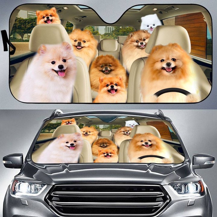 Pomeranian Car All Over Printed 3D Sun Shade