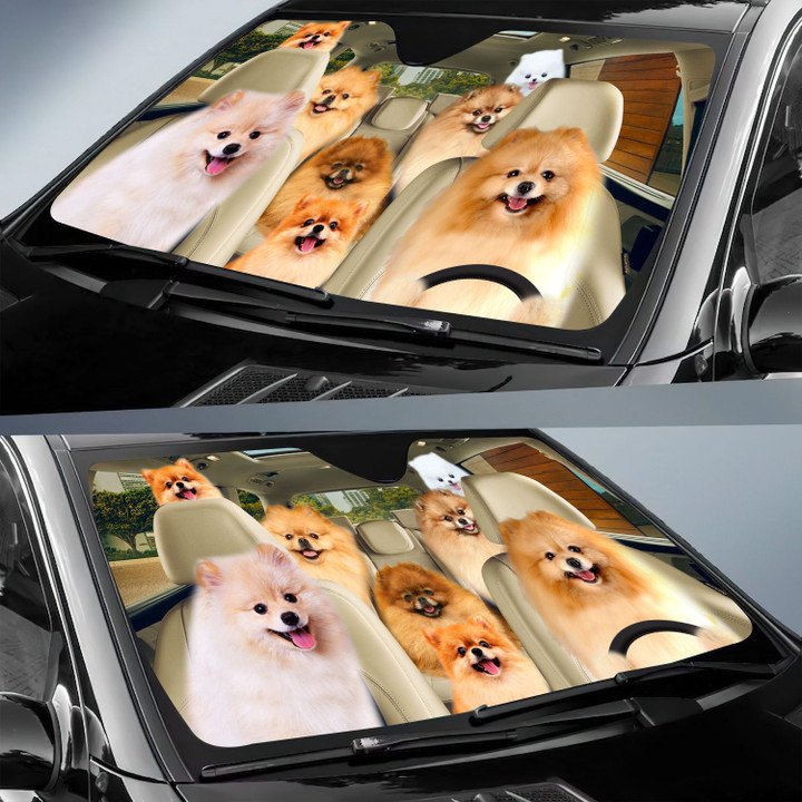 Pomeranian Car All Over Printed 3D Sun Shade
