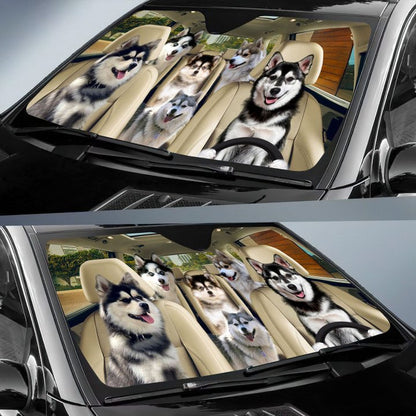 Pomsky Car All Over Printed 3D Sun Shade