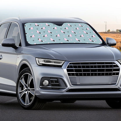 Poodle And Crown Pattern Print Car Windshield Sun Shade