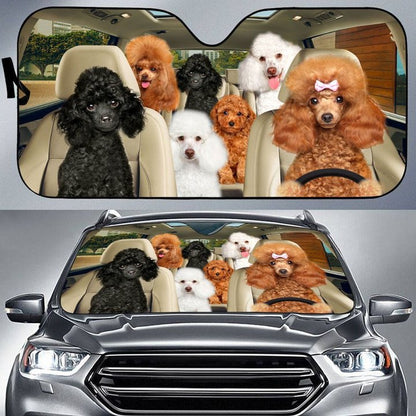Poodle Car All Over Printed 3D Sun Shade