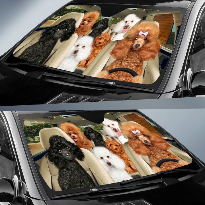 Poodle Car All Over Printed 3D Sun Shade