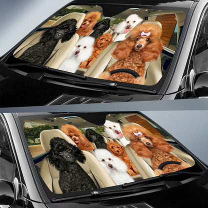 Poodle Car All Over Printed 3D Sun Shade