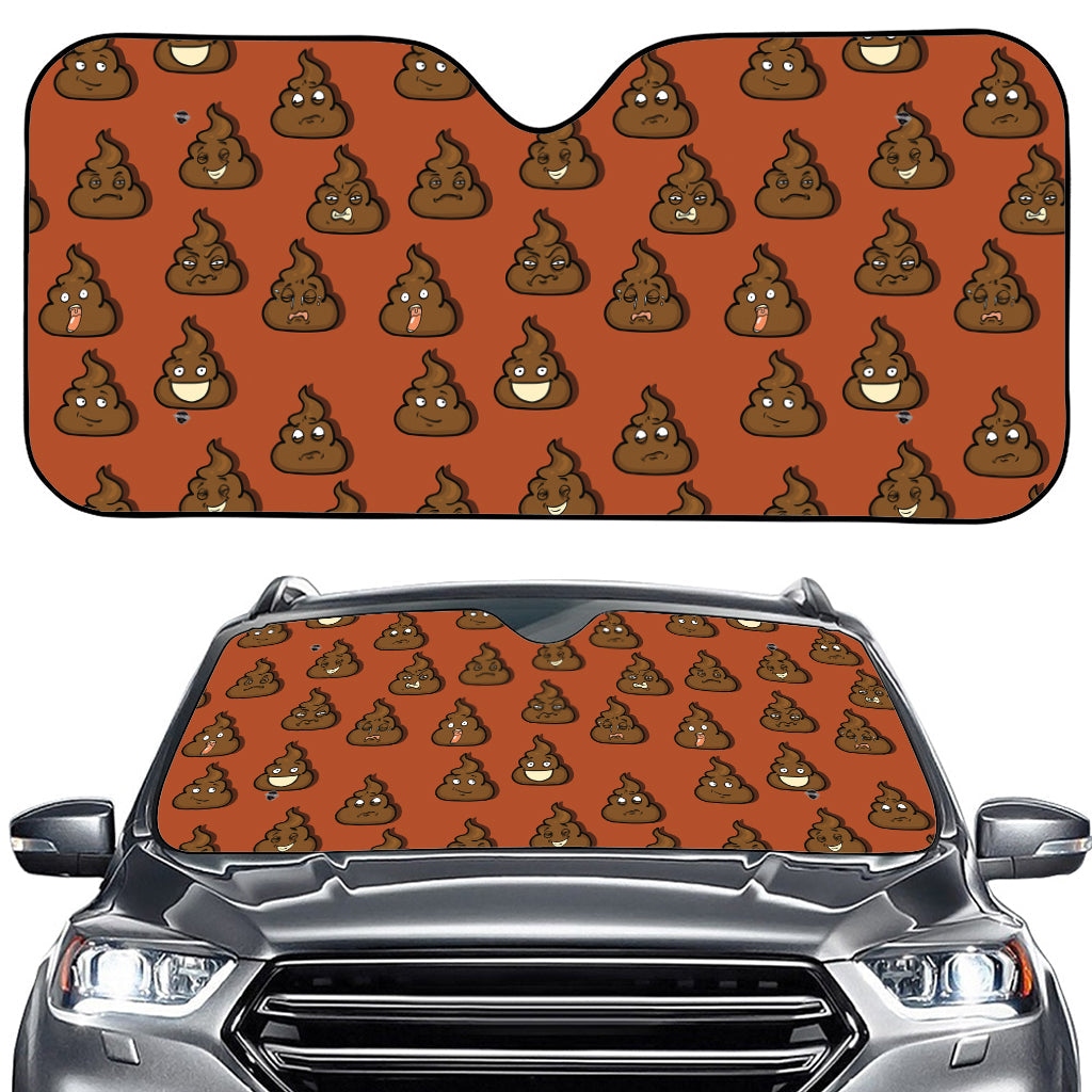 Poop Emoticons Pattern Print Car Windshield Sun Shade