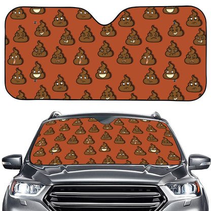 Poop Emoticons Pattern Print Car Windshield Sun Shade