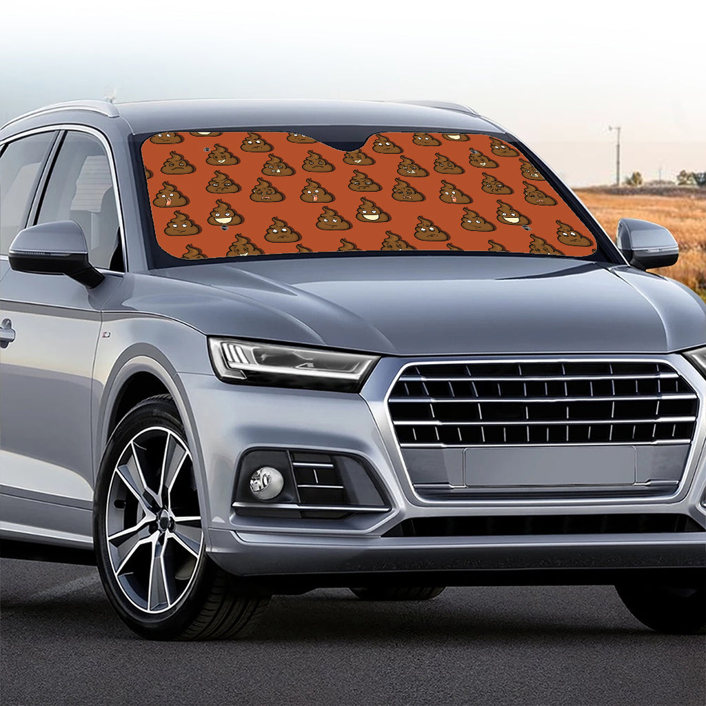 Poop Emoticons Pattern Print Car Windshield Sun Shade