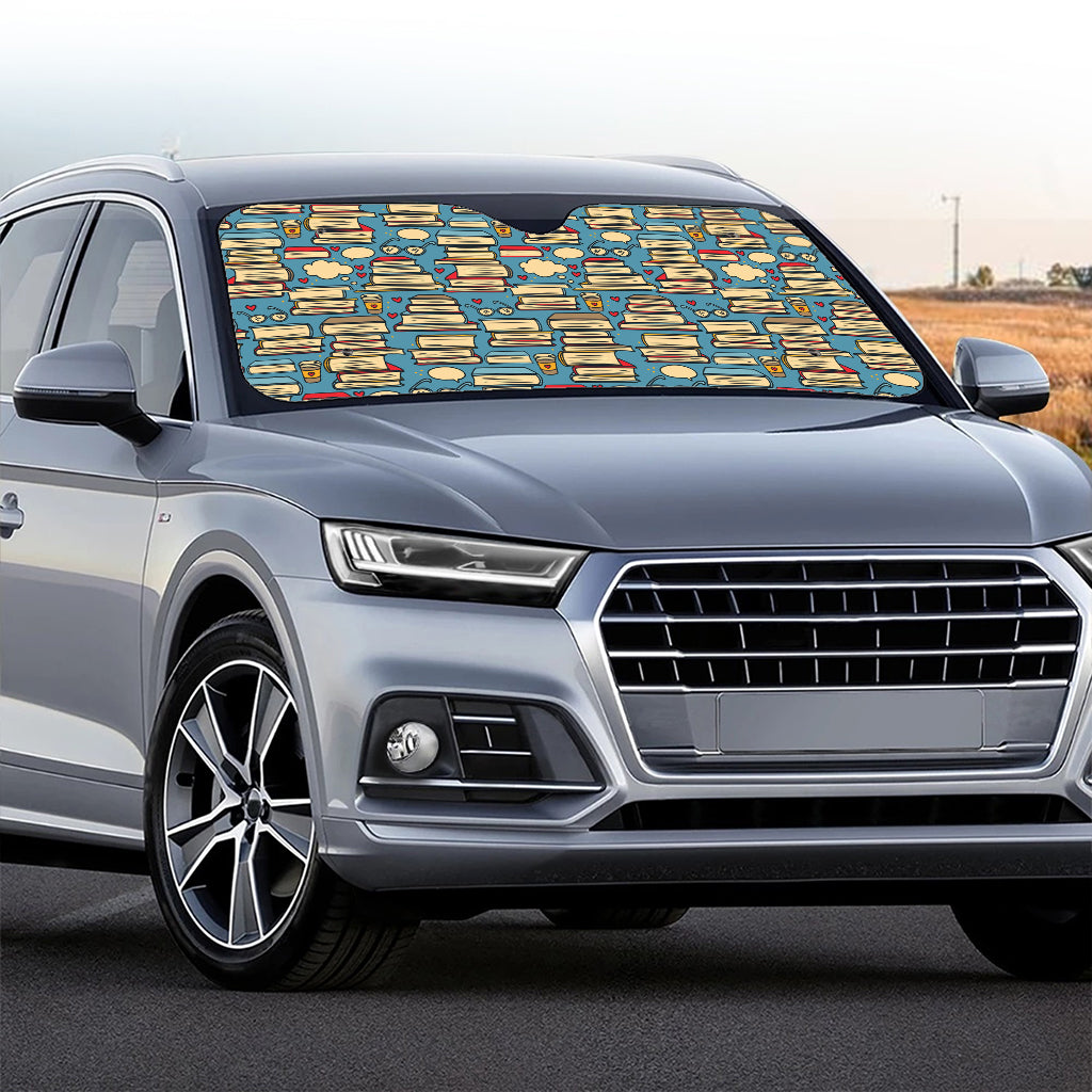 Pop Art Books Pattern Print Car Windshield Sun Shade