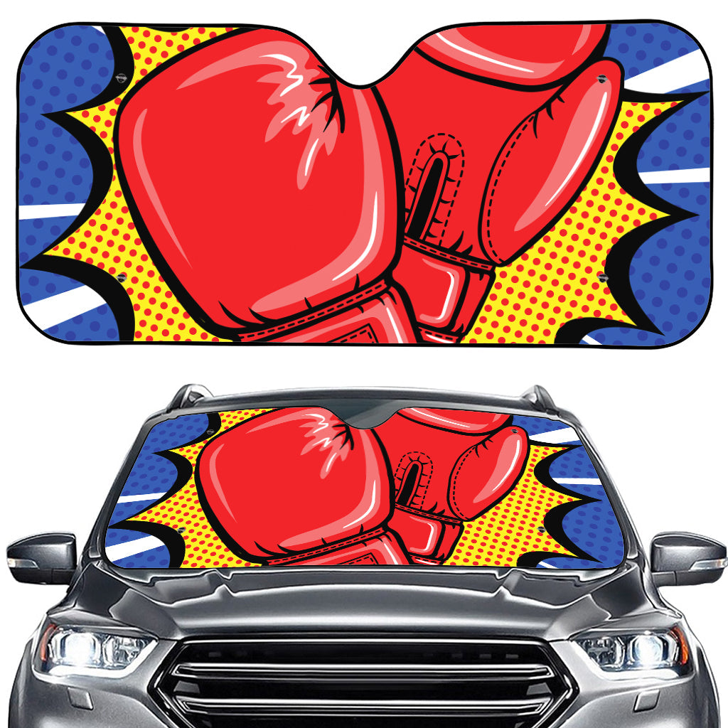 Pop Art Boxing Gloves Print Car Windshield Sun Shade