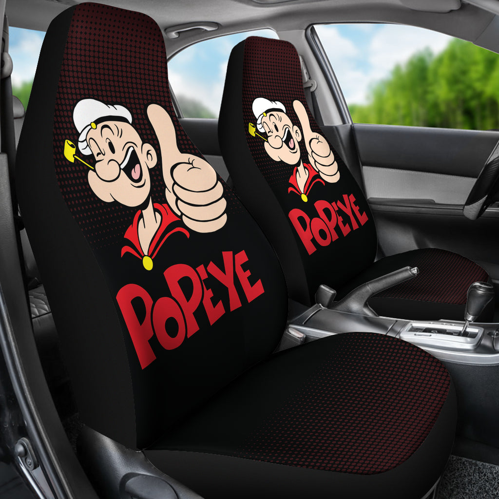 Popeye Car Seat Covers Popeye Halftone Black Car Accessories Ci221109-03