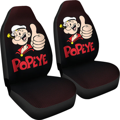 Popeye Car Seat Covers Popeye Halftone Black Car Accessories Ci221109-03