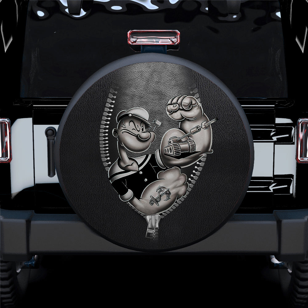 Popeye's Power From Spinach Zipper Car Spare Tire Cover